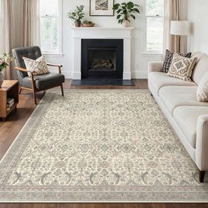 Large Rugs for Living Room 200x290cm, Extra Large Area Rug Washable, Vintage Boho Big Rugs, Low Pile, Non-Shedding, XXL Carpet, Oriental Design, Dining Room, Home, Office, Bedroom