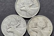 Canada 1942/43/44 Silver 25 Cents coins - George VI