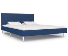 Bed Frame Blue Fabric 135x190 cm