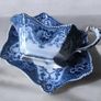 Antique Flow Blue Gravy Boat with Underplate Image 2