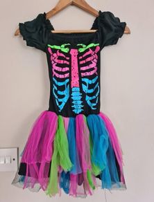 Halloween skeleton tutu dress for girl age 5-6year