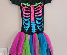Halloween skeleton tutu dress for girl age 5-6year