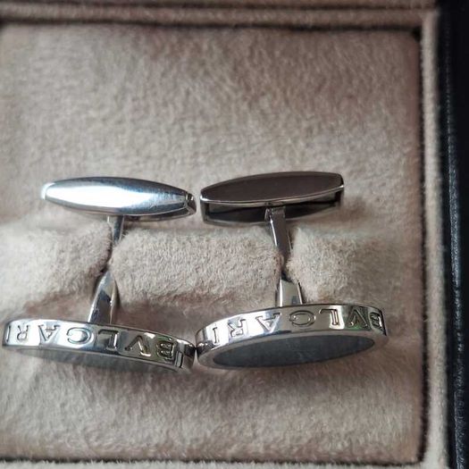 Bvlgari sterling silver and blue stone cufflinks