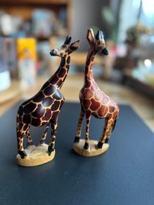 Hand Carved Wood Giraffes Statue