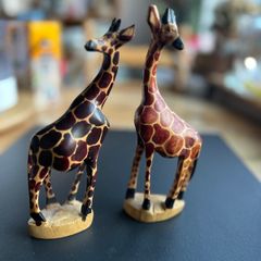 Hand Carved Wood Giraffes Statue