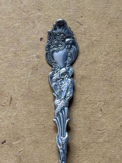 Antique detailed Repousse silver-plated jam spoon