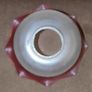 Vintage Frosted Matt Glass Shade with Etched Flowers & Cranberry Tinted Edge Image 3