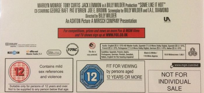 Some Like It Hot [1959] Marilyn Monroe, Jack Lemon & Tony Curtis [Blu-ray Movie]
