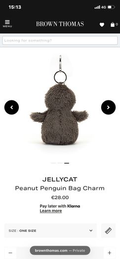 New JELLYCAT Amuseables Peanut Penguin Bag Charm