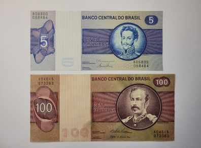 Brazil Cruzeiros 1970-1974 2 Notes Unc