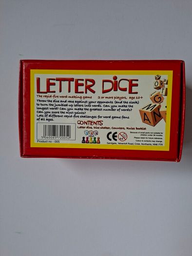 Board Game Letter Dice