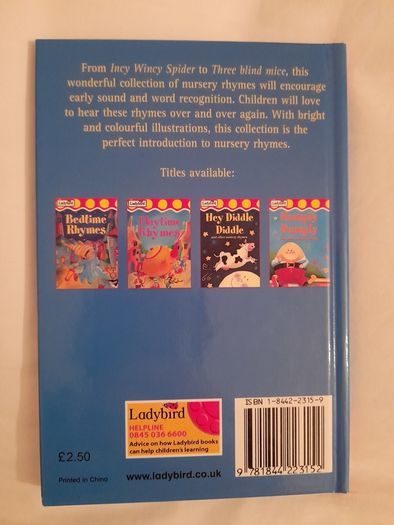 Children's book 'Inc Wincy Spider' rhymes book
