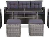 _Garden Sofa, 18 Pieces Poly rattan garden furniture set