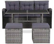 _Garden Sofa, 18 Pieces Poly rattan garden furniture set