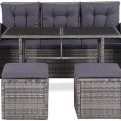_Garden Sofa, 18 Pieces Poly rattan garden furniture set