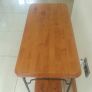 3 piece Wood and Iron Set Shelves Table Mirror Image 6
