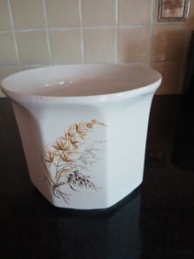 Vintage Ceramic Wheat Design Flower Pot Planter