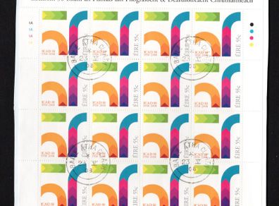 2008 Ireland 50th Anniversary of the Institute of Creative Advertising and Design Stamp Sheetlet Plate 1A1A1A1A Fine CDS Used with Dublin cancel of 23rd May 2008 (First day of issue)