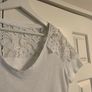 White V Neck Lace T-Shirt Image 5