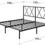 Modern Double Metal Bed Frame with Headboard (135 x 190 cm) Steel Slat Support, Easy Assembly Black Image 2