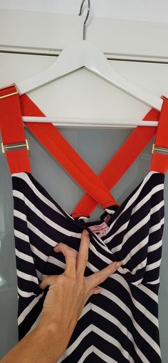 TED BAKER navy white striped red criss cross straps Sz 3 (Fit 10-12UK)