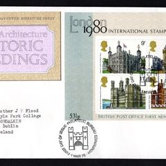 1978 Great Britain London 1980 International Stamp Exhibition Miniature Sheet on British Architecture: Historic Buildings  Commemorative Stamps Addressed First Day Cover (FDC).