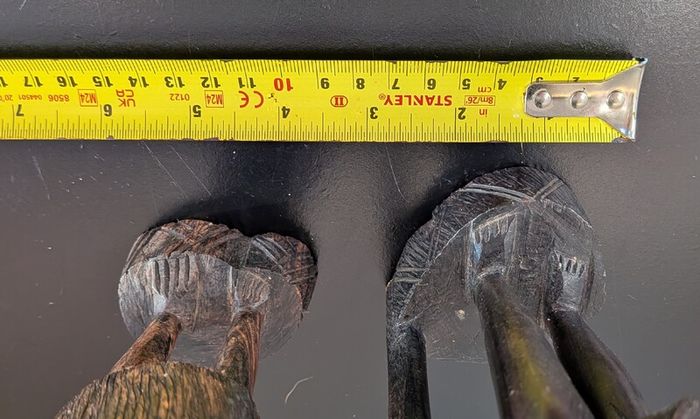 African Wooden Figures Pair Warrior Spear Water Carrier Hand Carved