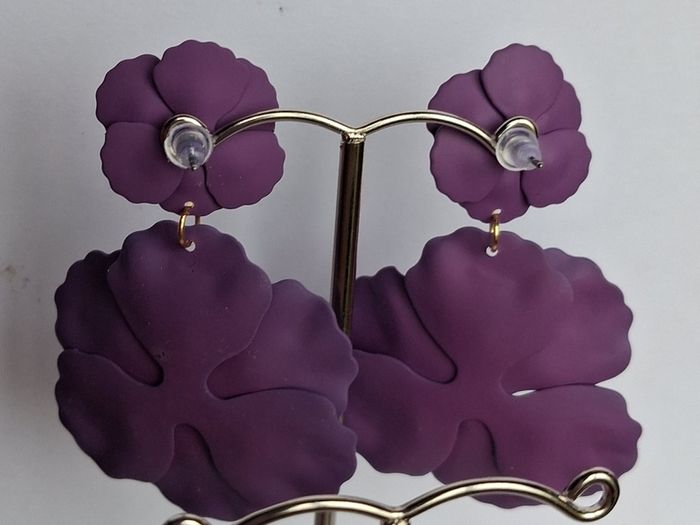 Aubergine & Gold Double Drop Primrose Earrings
