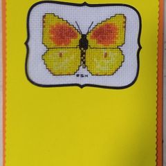 Handmade X-stitched Card - Yellow Butterfly