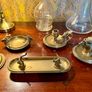 Antique Ram's Head Brass Partner's Desk Set Image 2