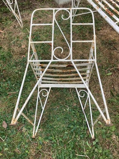 Vintage Wrought Iron Garden Set with Bench and 2 Armchairs (Restoration Project)