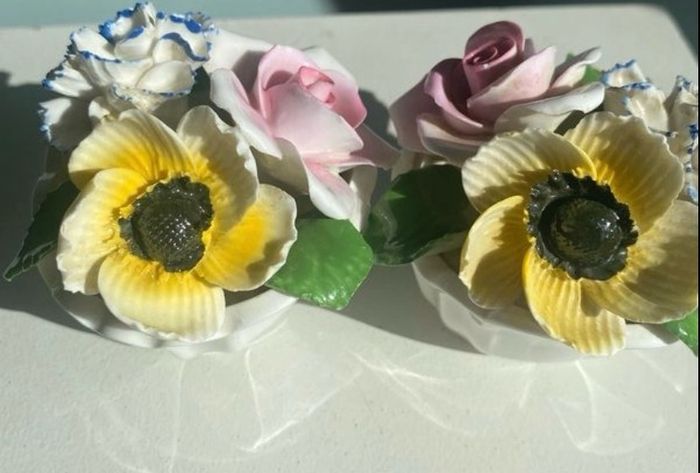 Matching pair  of bone china posies