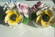 Matching pair  of bone china posies