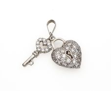 925 Vintage Heart Lock & Key Sterling Silver Charm Pendant