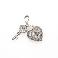 925 Vintage Heart Lock & Key Sterling Silver Charm Pendant