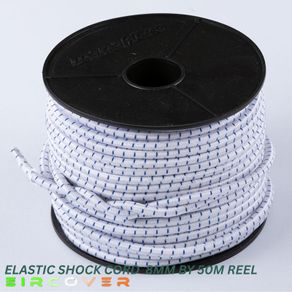 Elastic bungee rope 8mm / 50m - Reel  White Blue