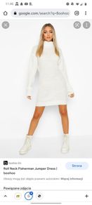 Boohoo roll neck cream fisherman jumper dress  size M UK12/14 EU40/42 Postage included