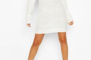 Boohoo roll neck cream fisherman jumper dress  size M UK12/14 EU40/42 Postage included