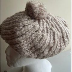 Taupe Pom Pom Hat
