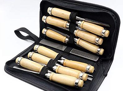 Wood Sculpture Tool Carving Tool Set 14 Pieces with Cutter File for Engraving on Wood Carving on Wood Carving DIY Wood Craft