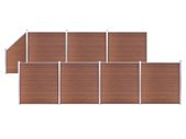 WPC Fence Set 7 Square + 1 Slanted 1311x186 cm Brown