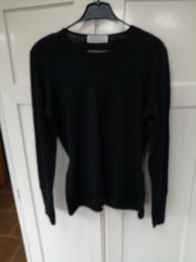 Jaeger Vintage Black Sweater Merino Wool  14/16 unused