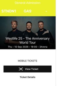 Westlife Tickets X4