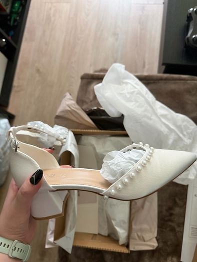 Linzi Swan Bridal Satin Pearl Heels UK Size 8
