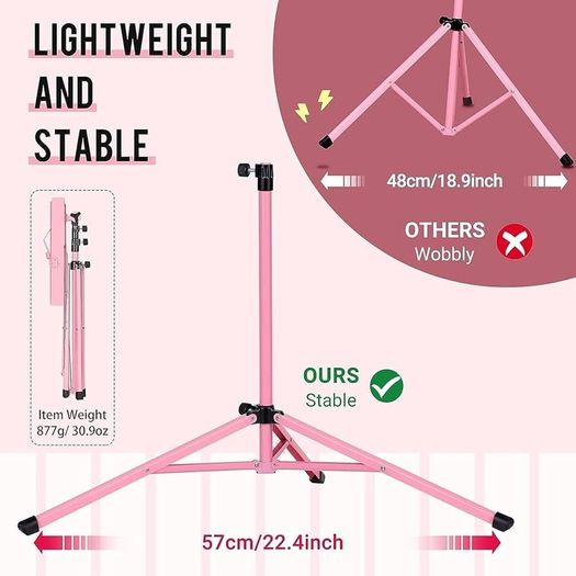 Sheet Music Stand Metal Portable with Carrying Bag, Sheet Music Folder, Projector Stand, Portable Podium Stand, Laptop Stand Pink