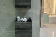 Ex Display Danish made Dansani Mido Pine Grey Wall Cabinet, wall Hung base unit , wooden tray &amp; Laundry bag