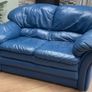 2+3 seater blue leather sofas. Image 3