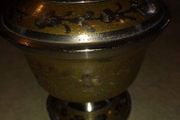 Vintage lovely brass pot and lid 15 cm. tall with lid &amp;10.7cm. wide.