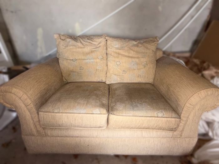 Gold 2-Seater Sofa + 2 Footstools