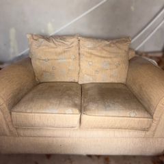 Gold 2-Seater Sofa + 2 Footstools